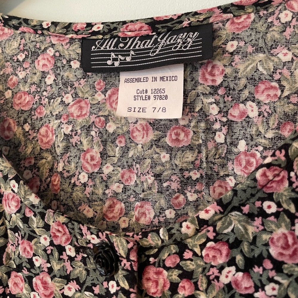 Vintage Black Floral Maxi Dress with Pink and Green Prints - Picture 5 of 13